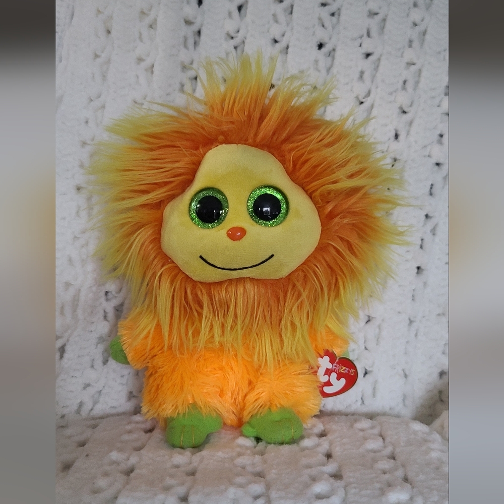 TY Boos Frizzys TANG THE ORANGE YELLOW & GREEN MONSTER 13" Plush Stuffed Animal